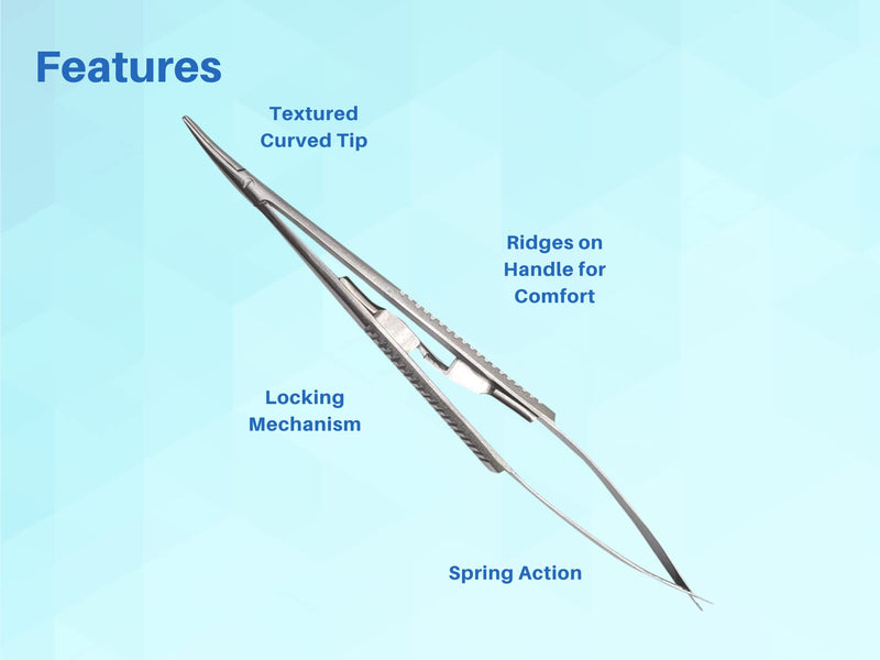 [Australia - AusPower] - 3 pcs Castroviejo Needle Holder 5.5 inches Curved with Lock | Dental Medical Ortho Surgical Needle Holder Locking | Veterinary Suture Restorative | Orthodontic Pliers Instruments by Wise Linkers 