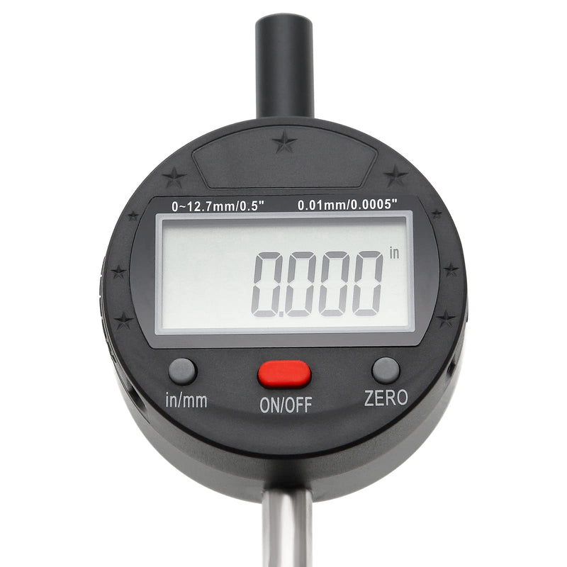[Australia - AusPower] - Alloy Digital Indicators Electronic Digital Dial Indicator Gauge Digital Probe Indicator Dial Test Gauge Inch/Metric Conversion 0-0.5 Inch/12.7 mm, Measuring Tool 201-0050 Model 2 