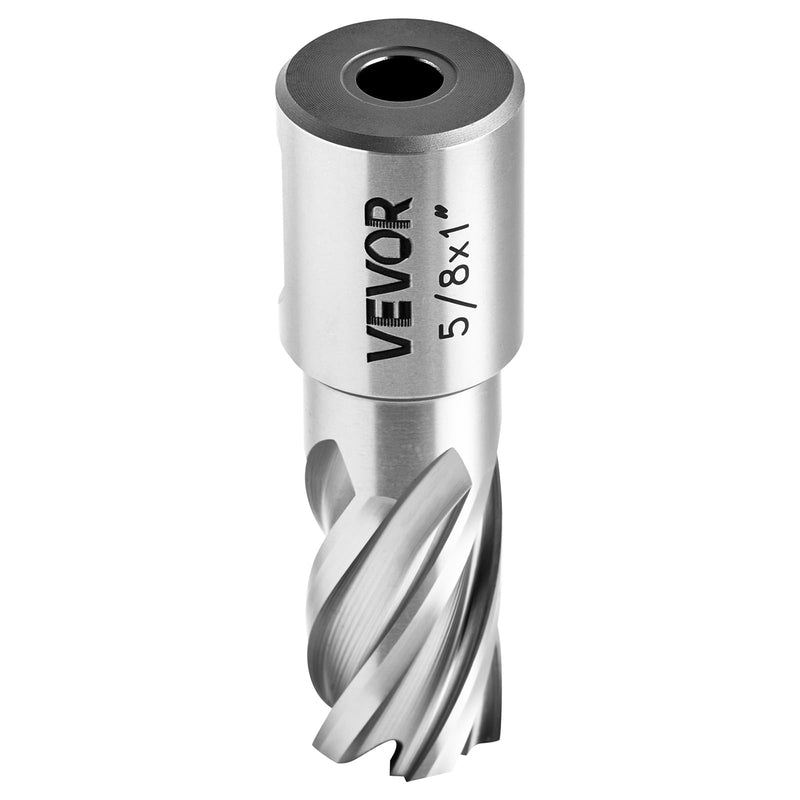 VEVOR Annular Cutter Set, 5 pcs Weldon Shank Mag Drill Bits Kit, 1" Cutting Depth, 5/8" Cutting Diameter, HSS, 3 Drill Bits with 2 Pilot Pins and 3 Plastic Cases, for Magnetic Drills, Steel, Aluminum (5/8" * 1")