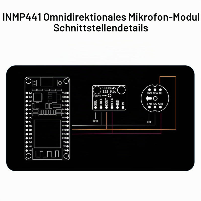 Pack of 5 INMP441 Omnidirectional Microphone Module 24 Bit I2S Interface Digital Output Compatible with ESP-32 Arduino