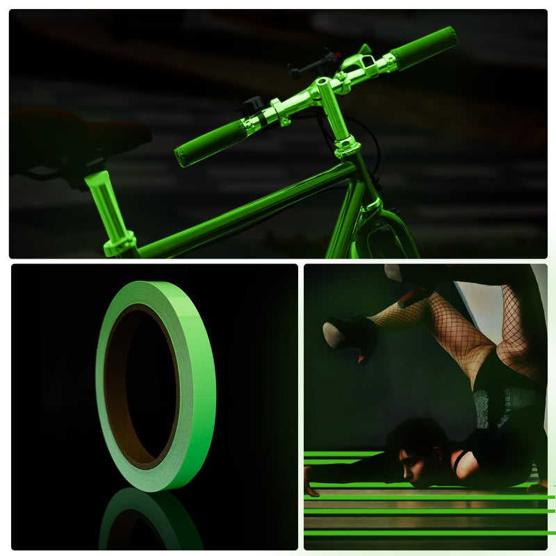 SIDAZON Glow in The Dark Tape,1/2 in x33FT Luminous Fluorescent Photoluminescent Tape Stickers for Stairs Steps and Walls Exit Sign Bright Rechargeable and Long-Lasting Night Decorations Home Marking 1/2in x33FT Green