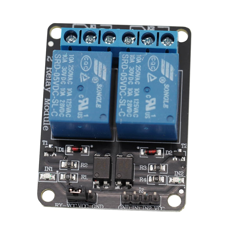 [Australia - AusPower] - Heevhas 2 Channel Relay Module with Optocoupler Low Level Trigger MCU Expansion Board 5V 10A for ARM PIC AVR (Pack of 2) 