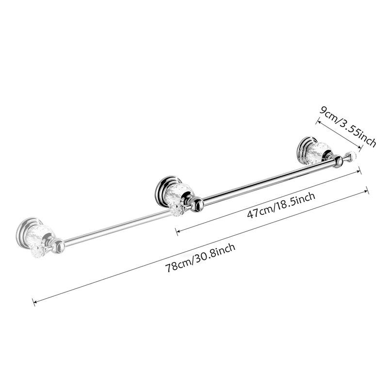 WOLIBEER Crystal Towel Bar,Chrome Towel Holder Adjustable Towel Rack Rod Expandable Stainless Steel Bathroom Accessories Wall Mounted Chrome