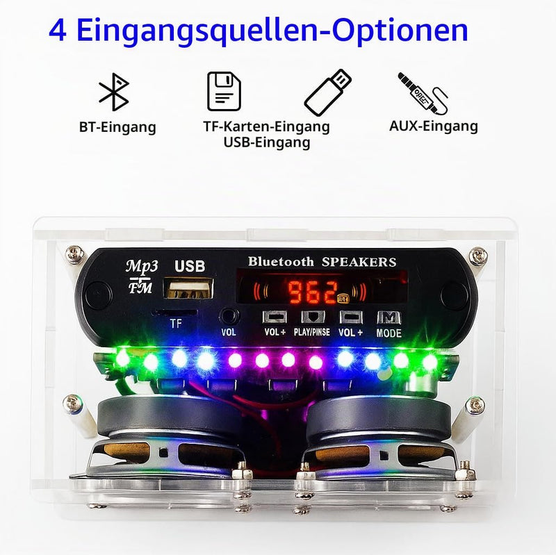 DIY Electronic Speaker Soldering Kit, Soldering Kit, Speaker Kit Bluetooth with FM, DIY Electronic Kit Receiver Music Player with LED Indicator Light, Remote Control for Soldering Learning Adults