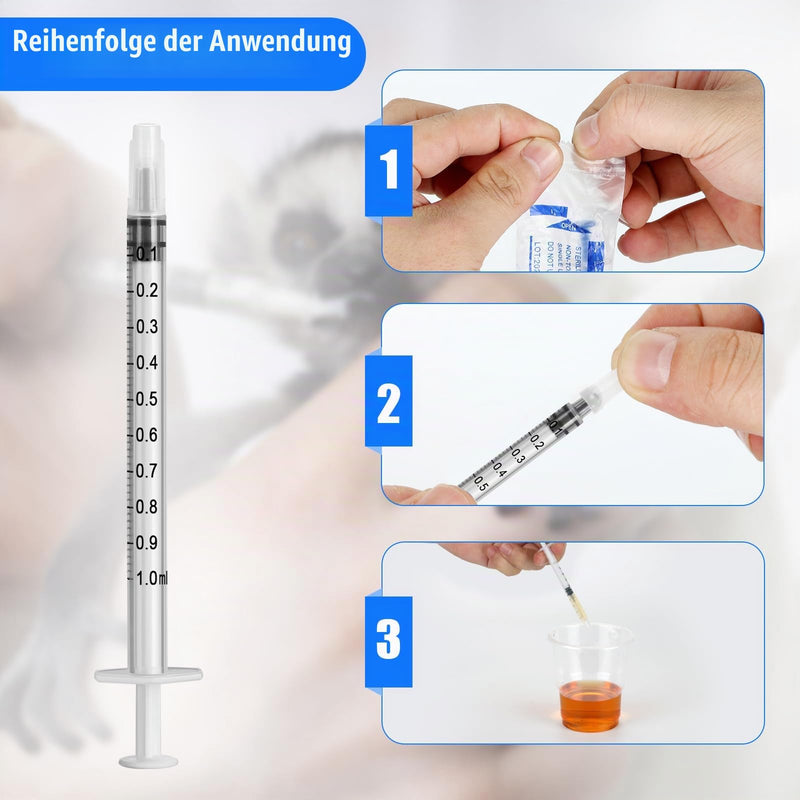 1 ml syringes, pack of 24 colostrum syringe dosing syringe with cap | Plastic syringes individual packaging for measuring liquids for labs pouring 24 Stück