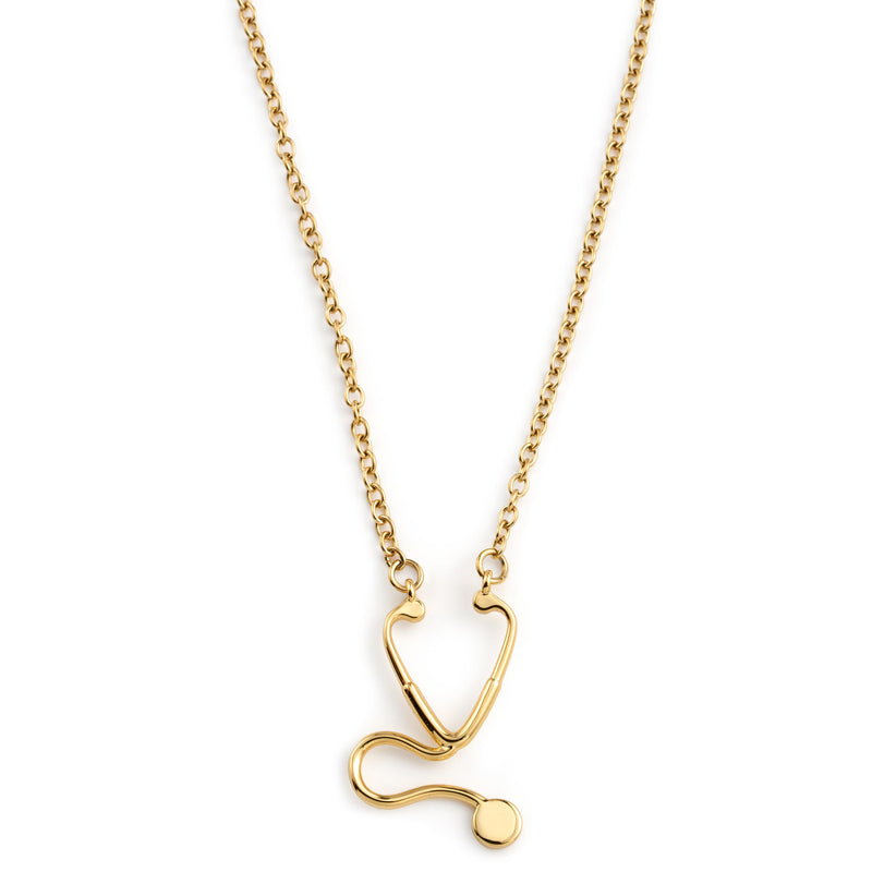 [Australia - AusPower] - Stethoscope Necklace 18k Gold | Nurse Jewelry Gift for Women, Doctors, Medical Students & Healthcare Workers 