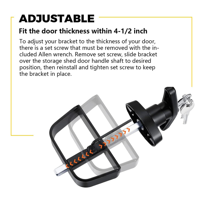 6" T-Handle Lock Kit for Shed Door Latch, Black | 5 Keys Included, 6" Stem, For Sheds, Playhouses, Chicken Coops, Camper, RV, Garage Door 6.0 inch-T