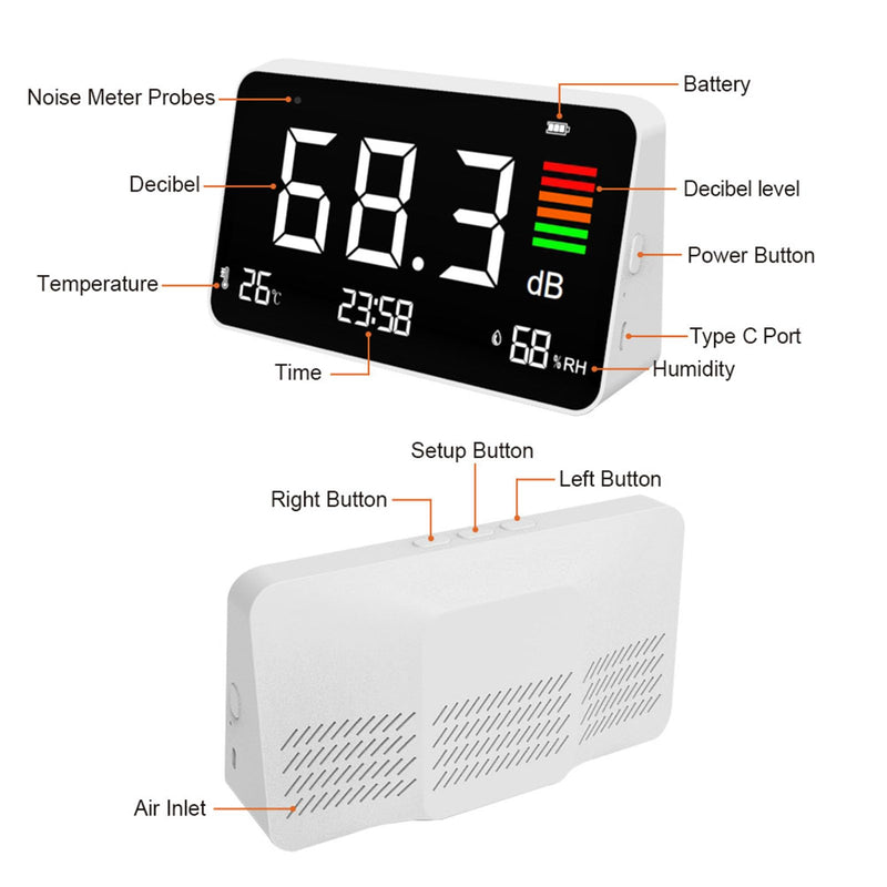 [Australia - AusPower] - Decibel Meter, Portable SPL Tester with A Weighted Backlight LCD, 30-130dBA Range for Noisy Neighbor Workshop Monitoring 