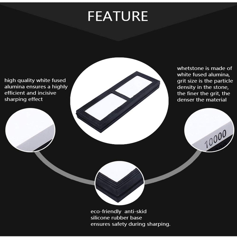 [Australia - AusPower] - Whetstone for kitchen knives, 10,000 grit, fine whetstone, abrasive for finishing, sharpening stones, sharpener, corundum whetstone for sharpening, with 