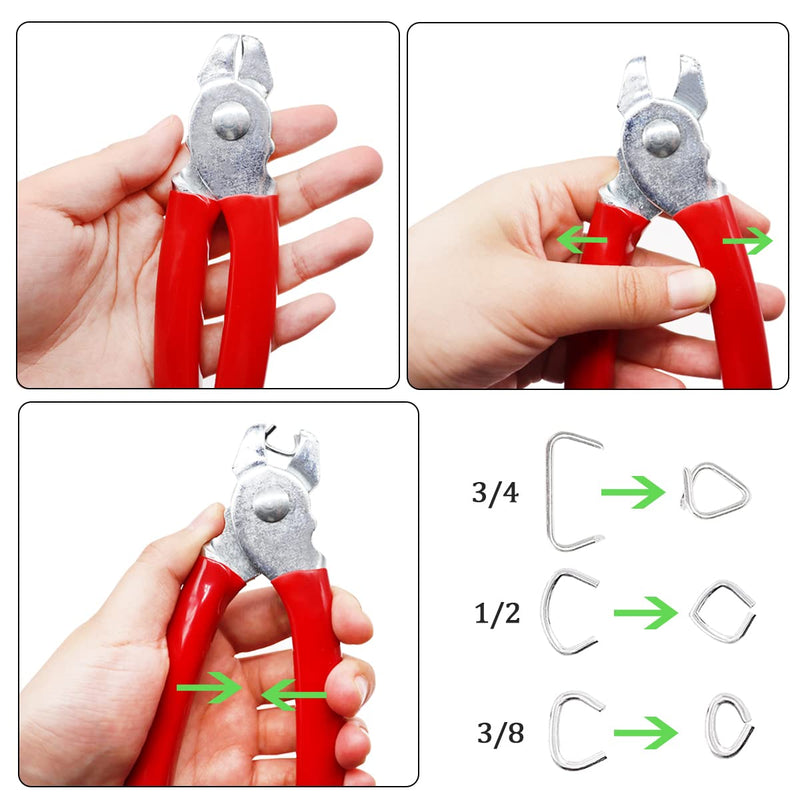 [Australia - AusPower] - 285pcs Hog Rings with Straight Hog Ring Pliers Kit 3/4" 1/2" 3/8 "Galvanized Hog Rings for Animal Pet Cages?Ropes?Bagging?DIY Craft?Furniture 285pcs 