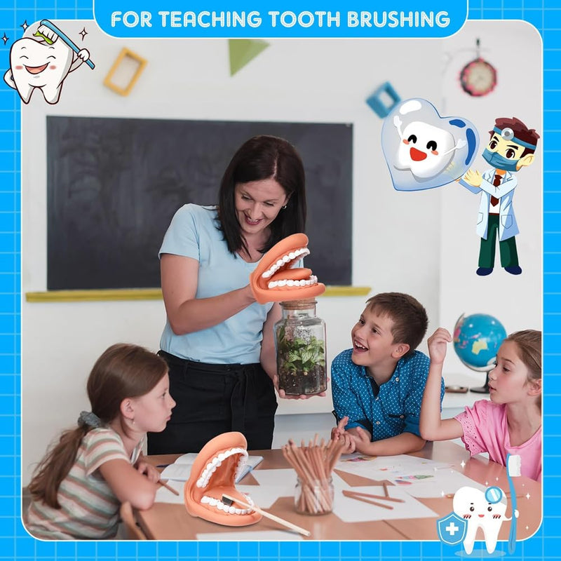 1 Piece Mouth Puppet with Tongue Teeth Mouth Hand Puppet Tooth Mouth Model with Toothbrush for Girls Learning Tool