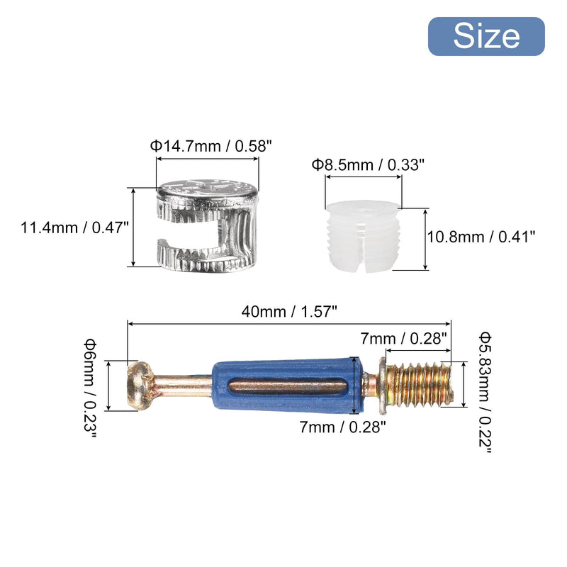 [Australia - AusPower] - uxcell 45 Sets Cam Locks for Furniture, 40mm Cam Lock Nut and Screw, 3 in 1 Furniture Connecting Fasteners with Dowel Eccentric Wheels Pre-Inserted Nuts for Cabinet Bookcase, Blue 