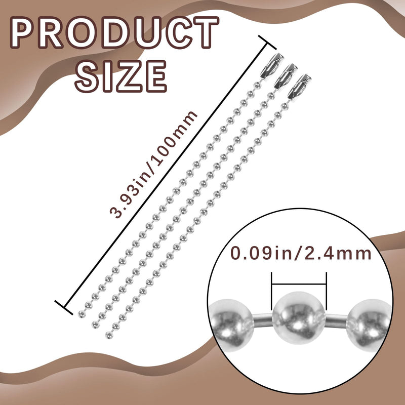 [Australia - AusPower] - 300 pcs 3.9 in Ball Chains Keychain Tag Keychain Ball Chain Bulk,Beaded Chain Connector Chains for Keychains,Dog tag Chain Key Chain Links,Silver Nickel Plated Metal 2.4mm Ball Bead Chains 300 Pcs Silver Ball Chain Necklace 3.9 in 