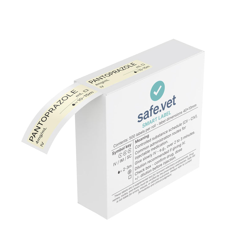 Veterinary Smart Syringe Labels for Emergency & ICU – Clinical-Grade Color-Coded Roll of 500 | Veterinary Medication Safety Labels for Vet Clinics, Hospitals, ICU & Inpatient Care (Pantoprazole) Pantoprazole