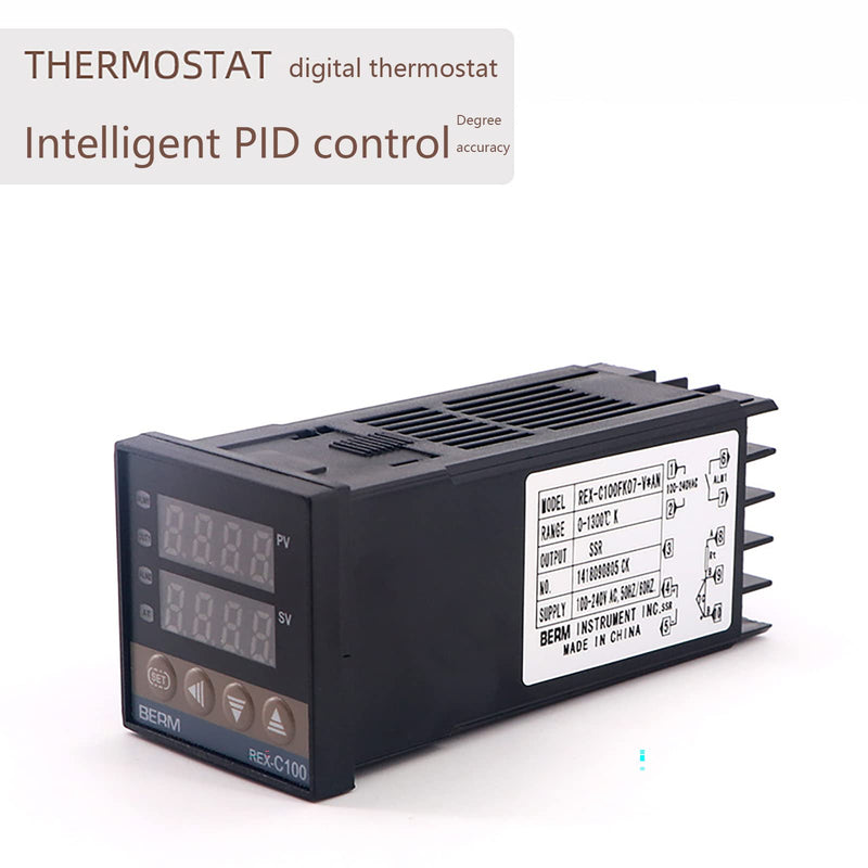 [Australia - AusPower] - WANGCL Digital PID Controller Intelligent Thermostat with 40A SSR Relay Type K Thermocouple for Electrical Energy Chemical Industry Faeces Tanks Ovens - 0-1300℃ 