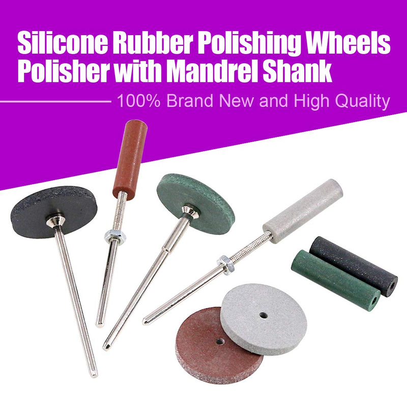 [Australia - AusPower] - Swpeet 46 Pcs Polishing Wheel Set, 40 Pieces 4 Colors Mixed Lab Beauty Silicone Rubber Polishing Pads and Polishing Particles + 6 Mandrel Shanks, Perfect for Rotating Handpieces 