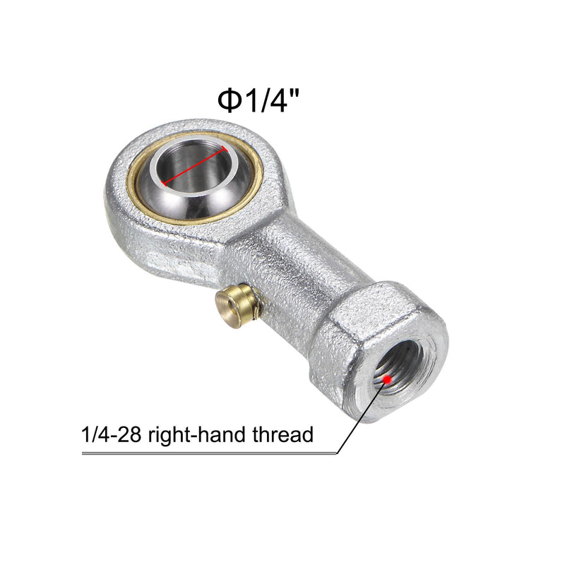 [Australia - AusPower] - uxcell 2pcs PHSB4 Female Rod End Bearing 1/4 Inch Bore and 1/4-28 Right Hand Thread, Self-Lubricating Joint Rod Ends, includes Jam Nut 