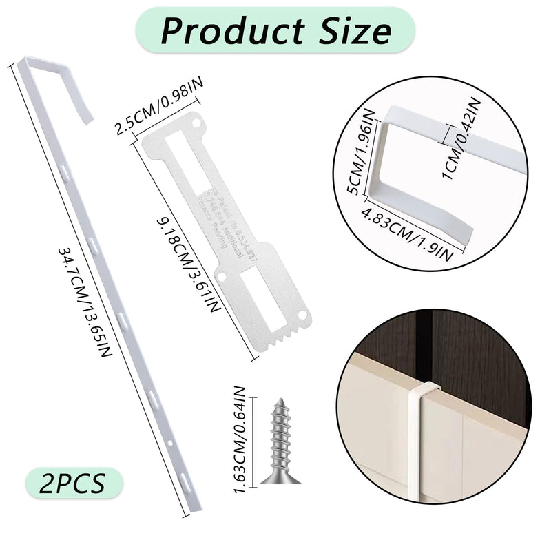 [Australia - AusPower] - 2 PCS Over The Door Mirror Hanger, Adjustable Door Mirror Hanger, Five-Hole Over The Doors-Mirrors Hook, Mirrors Doors Hangers with 2 Iron Filings and Screws (White) White 