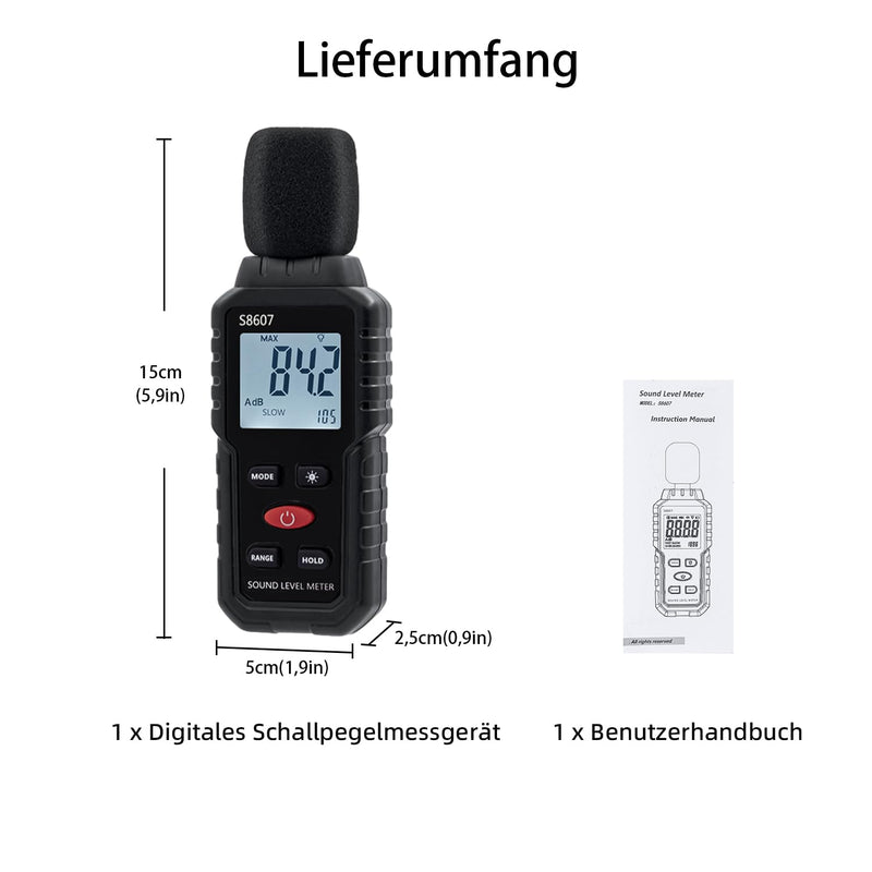 [Australia - AusPower] - Mcbazel Dezibel Digital Sound Level Meter Sound Level Meter with LCD Display Measuring 30dBA-130dBA 