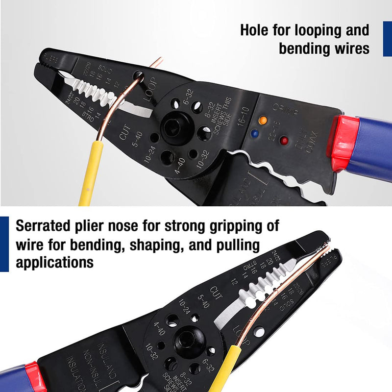 [Australia - AusPower] - WORKPRO Wire Stripper Set, 8-Inch Multi-Tool Stripper and 8-Inch Self-Adjusting Wire Stripper Set for Stripping, Cutting and Crimping 