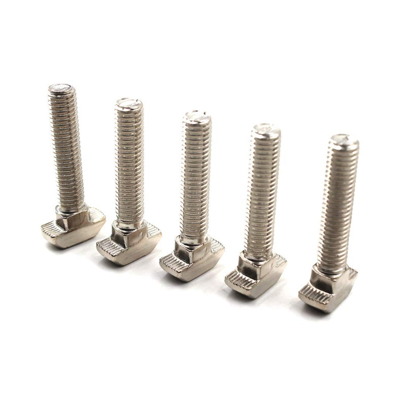[Australia - AusPower] - T Bolt Set Screw Bolt Fastener Tool for T-Slotted Aluminum Extrusion Nickel Plated Carbon Steel 45 Series M8X20mm 20PCS M8X20 