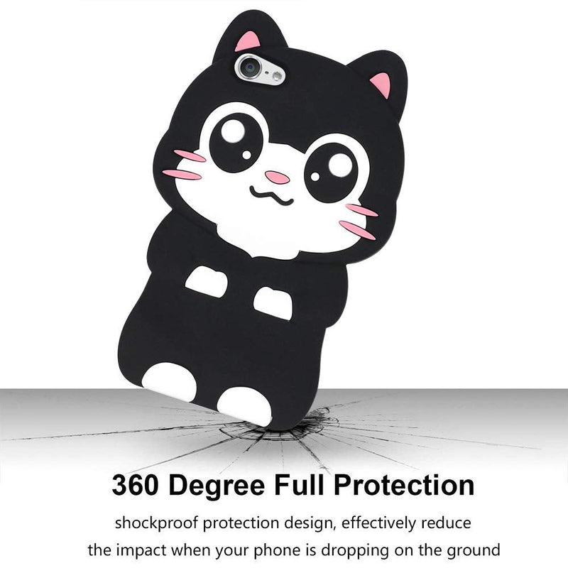[Australia - AusPower] - Cute iPod Touch 7 Case, iPod Touch 6 Case, iPod Touch 5 Case, Funny Kawaii 3D Cartoon Big Eye Black Cat Kitty Animals Soft Silicone Shockproof Cases Cover for Kids Child Girls Women Pocket Cat 