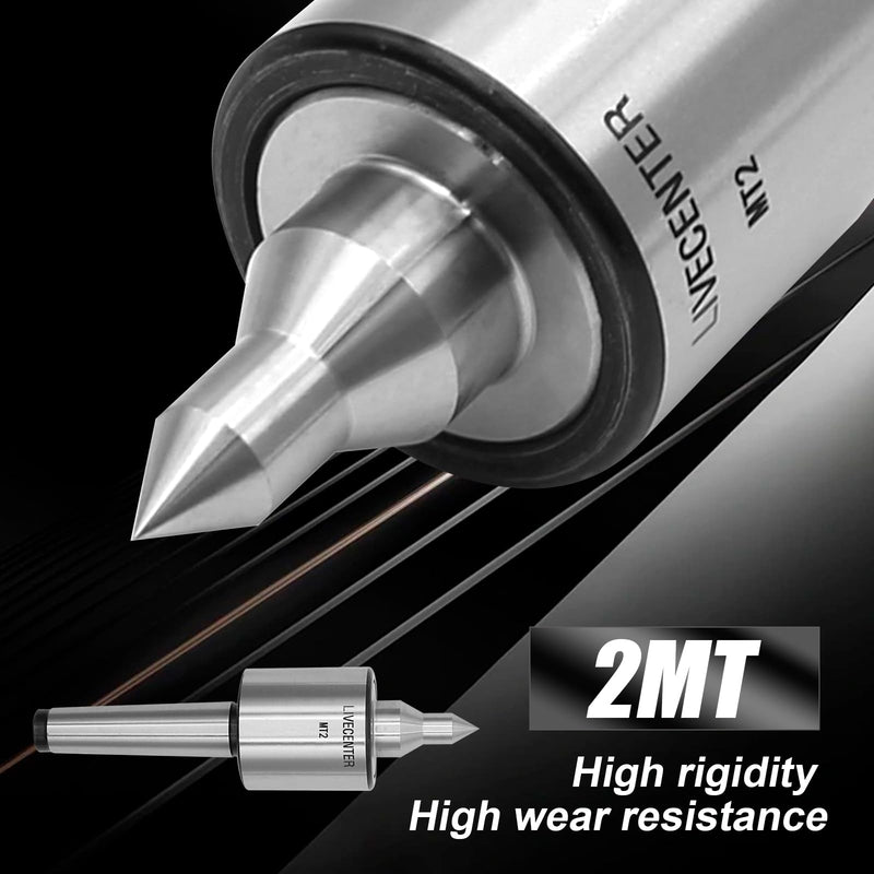[Australia - AusPower] - MT2 Live Center 2MT 60 Degree Morse Taper 2 Live Center 220 LB Load Capacity Precision 0.000197'' CNC Long Spindle Lathe Tool 