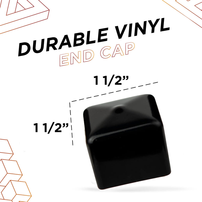 [Australia - AusPower] - Made in USA Prescott Plastics 1 1/2” - 1.5" Square Rubber Hole Plugs, Vinyl End Caps, Black Rubber Cover for Metal Tubing, Fences, Rubber Caps for Glide Protection from Chairs and Furniture (4 Pack) 1.5" 4 Pack 