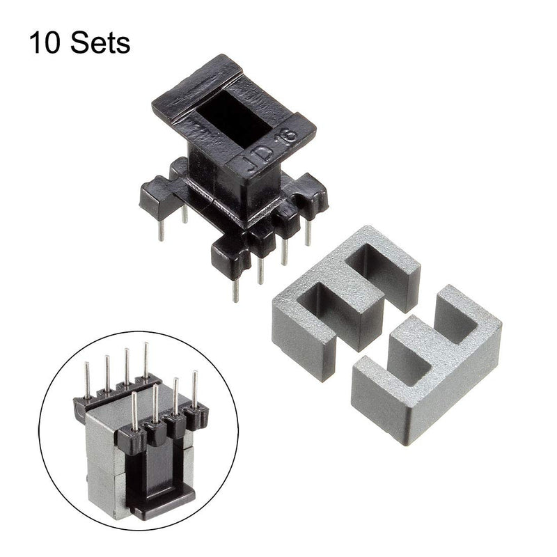 sourcing map 10 Sets Transformer Coils Ferrite Core Vertical Ferrite EE10 | Halves and bobbin set