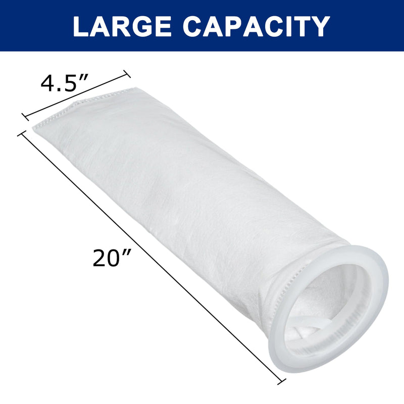 [Australia - AusPower] - 1 Micron Filter Bag - Polypropylene 4.5" x 20" with Plastic Ring for Industry Chemical Food 