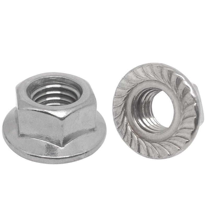 10pcs 304 Stainless Steel Flange Nuts,Left Hand Hex Flange Lock Nuts(M5x0.8mm) M5x0.8mm