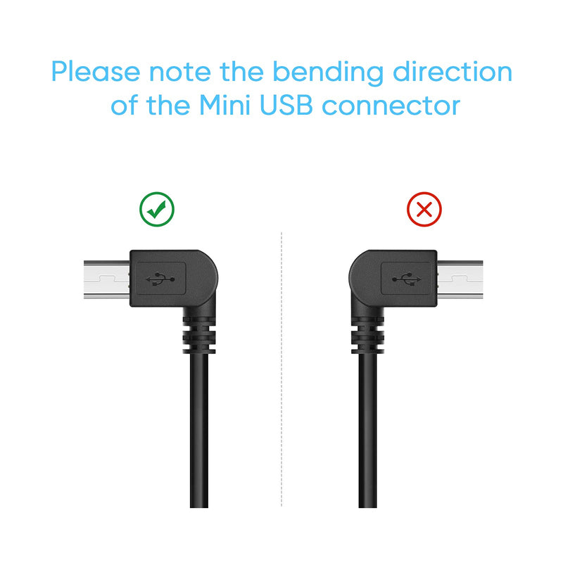 [Australia - AusPower] - Dash Cam Power Cord,11.5ft Long Mini USB Charging Cable for Garmin Nuvi GPS Mirror Cam,USB to Mini USB Car Camera Charger Wire 90 Degree Right Angle Mini-B Cord Adapter,Charger Cable for Garmin GPS 