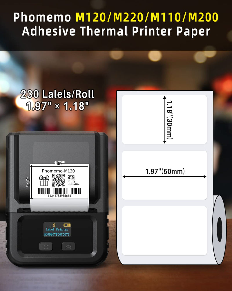 690 pcs Phomemo Thermal Sticker Label, Multi-Purpose Self-Adhesive Tag for M110, M220, M108, M250, M260, M120, M200, M221, M150 Label Maker Machine, 1.96'' x1.18'' (50x30mm), Black on White 1.96'' x 1.18'' (50mm x 30mm)