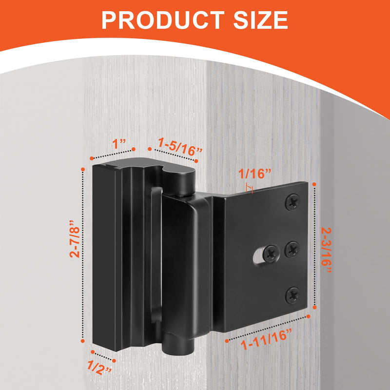 3 Pack Home Security Door Lock Reinforcement, Childproof Door Reinforcement Lock Withstand 800 lbs for Inward Swinging Door, Door Security Lock to Prevent Unauthorized Entry, Black 3 Pack