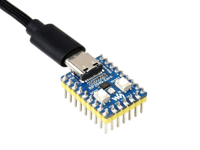 Waveshare RP2040-Zero Board with Pin Header, Based on Raspberry Pi MCU RP2040, Dual-Core Arm Cortex M0+ Processor, Flexible Clock with up to 133 MHz, Onboard 2 MB Flash, USB-C Connection RP2040-Zero with Pinheader