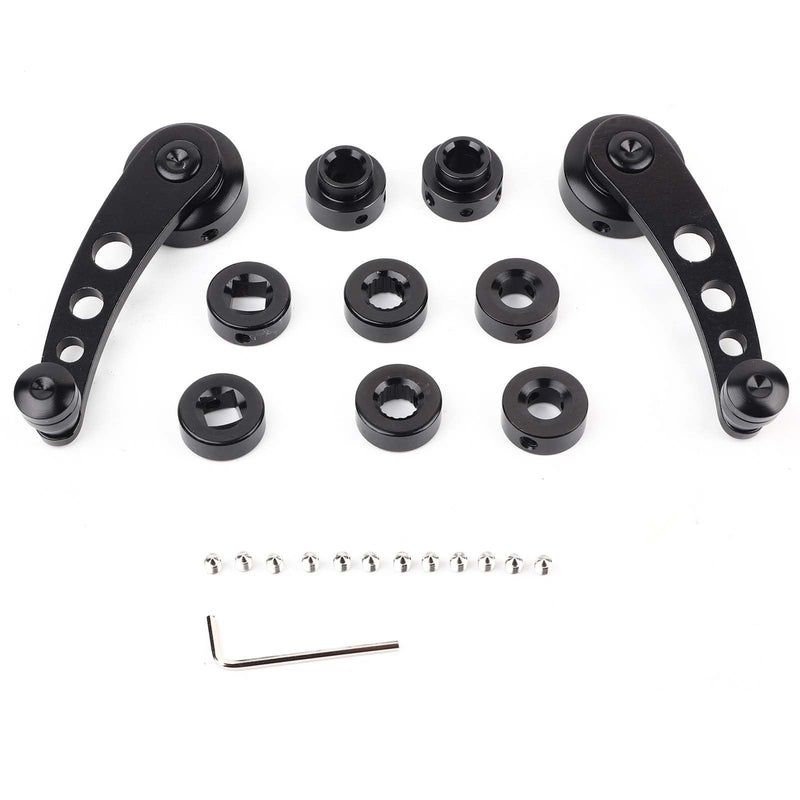 [Australia - AusPower] - Window Crank, 2PCS Window Crank Handle Replacement Alloy Window Handle Riser Winder Crank Fit for Classic Car, Ergonomic Design for Easy Operation with Installation Tool (Black) Black 