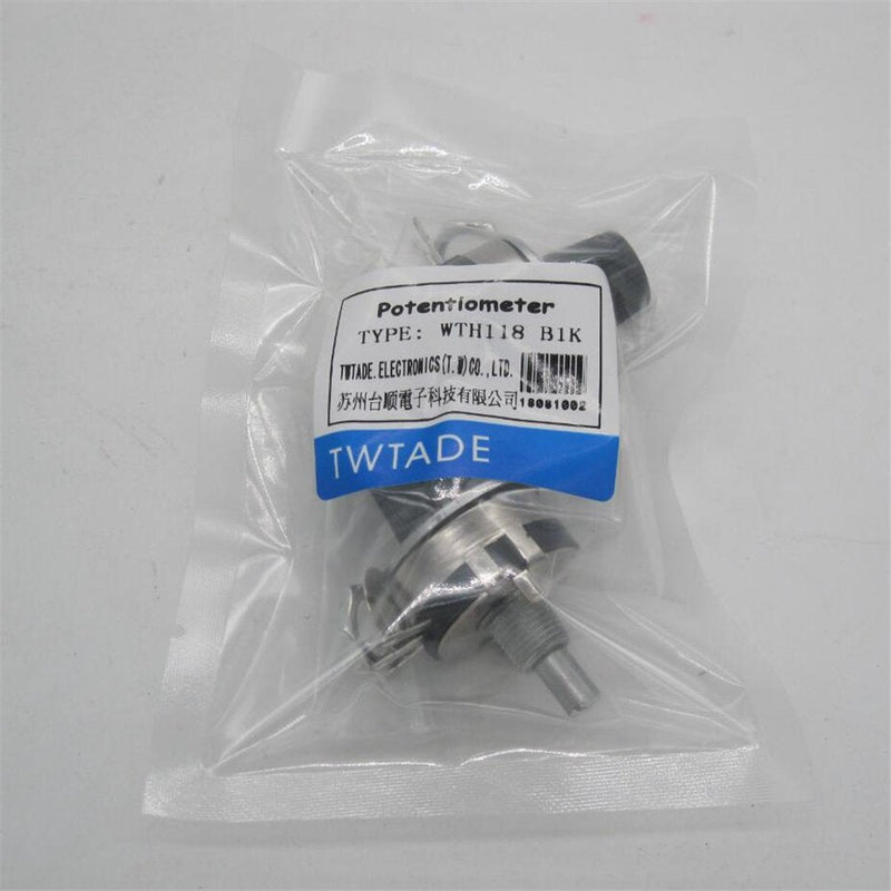 [Australia - AusPower] - TWTADE / 2pcs Single Turn Rotary Carbon Linear Variable Potentiometer + 2pcs Knob WTH118-2W 1K Ohm 
