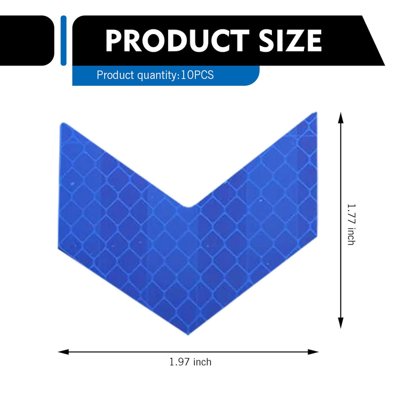 10 PCS Car Arrow Reflective Stickers, 1.97" x 1.81" Waterproof Safety Tapes, High Visibility Night Caution Warning Reflective Stickers, Universal for Most Cars (Blue) Blue