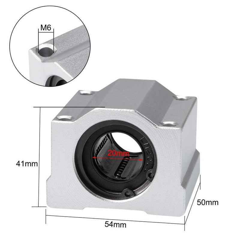 [Australia - AusPower] - Linear Motion Ball Bearing Slide Block, SCS20UU 20mm Pillow Block Closed Linear Bearing Aluminum Bushing Linear Rail Support Guide Shaft Bearing for CNC 3D Printer Parts 4 Pack 