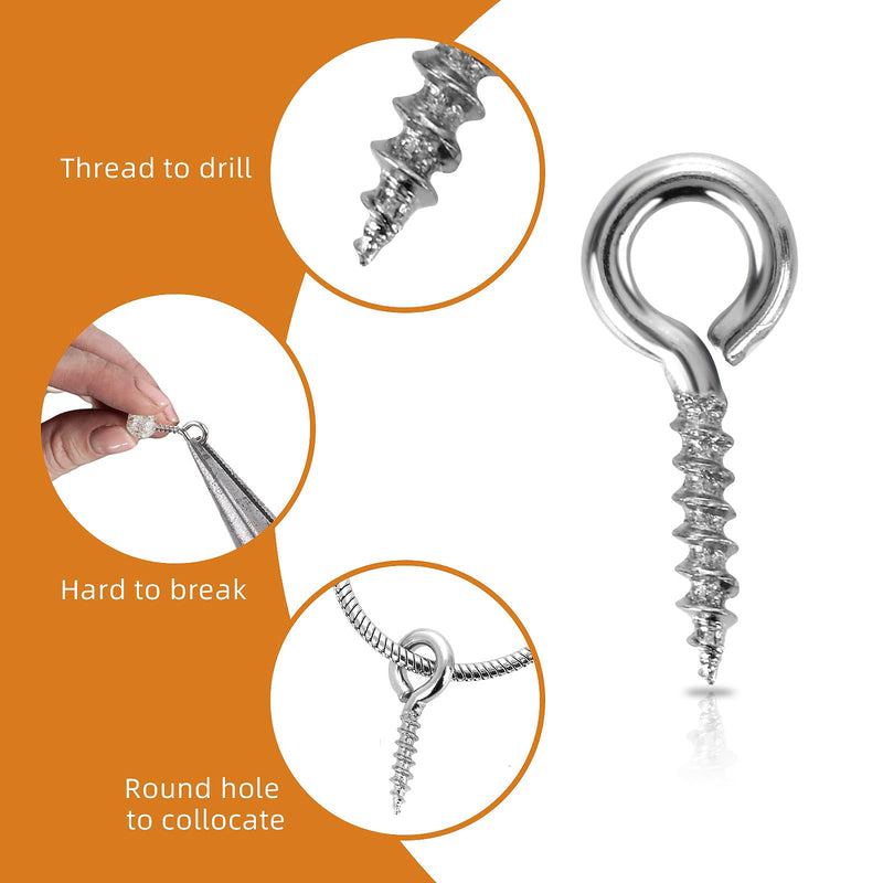 [Australia - AusPower] - 300 Pieces Small Screw Eye Pins 3 Sizes Screw Threaded Eye Pin Hooks Mini Stainless Steel Eyelet Screws Hooks for Jewelry Making DIY Art Craft (0.16 x 0.3 0.16 x 0.4 0.2 x 0.47) Inch 