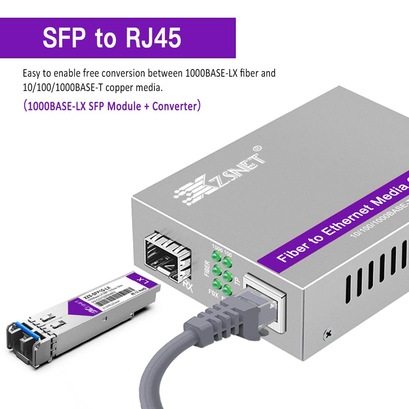 [Australia - AusPower] - A Pair of 1.25G/s Gigabit Single-Mode Dual LC Fiber to Ethernet RJ45 Media Converter for 10/100/1000Base-Tx to 1000Base-LX (with 2PCS SFP to LC Module), 1310nm, SMF, up to 20-km SingleMode Dual LC:20km 