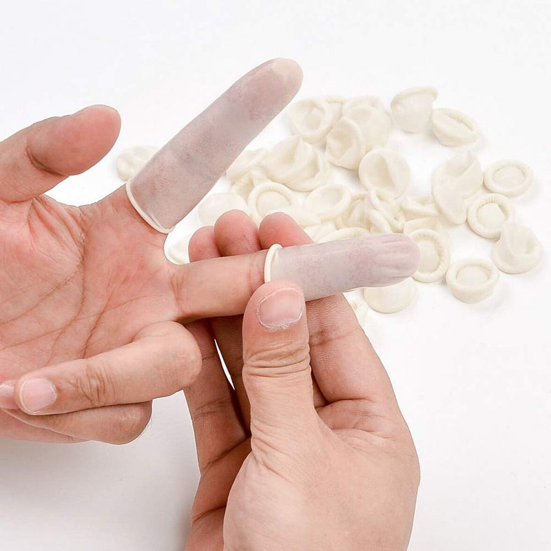 [Australia - AusPower] - Finger Cot, Medium Finger Protectors Latex Anti-Static Finger Covers, Finger Tip Protect Keeping Dressing Dry and Clean Disposable Finger Gloves White(approxi 135pcs) 100g 
