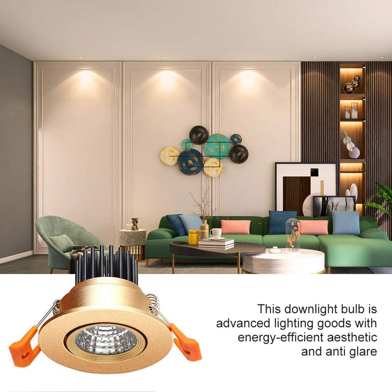 LightingWill 2inch LED Dimmable Downlight, 3W COB Recessed Ceiling Light, Warm White 3000K-3500K, CRI80, 25W Halogen Bulbs Equivalent, Gold (4Pack) Gold Trim - 4Pack