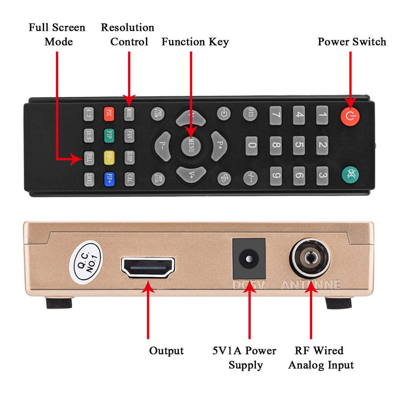 RF to Converter, to RF Modulator, All Standard Converter Analog TV Receiver Adapter Remote Control 100 to 240V (US Plug 110V to 220V)