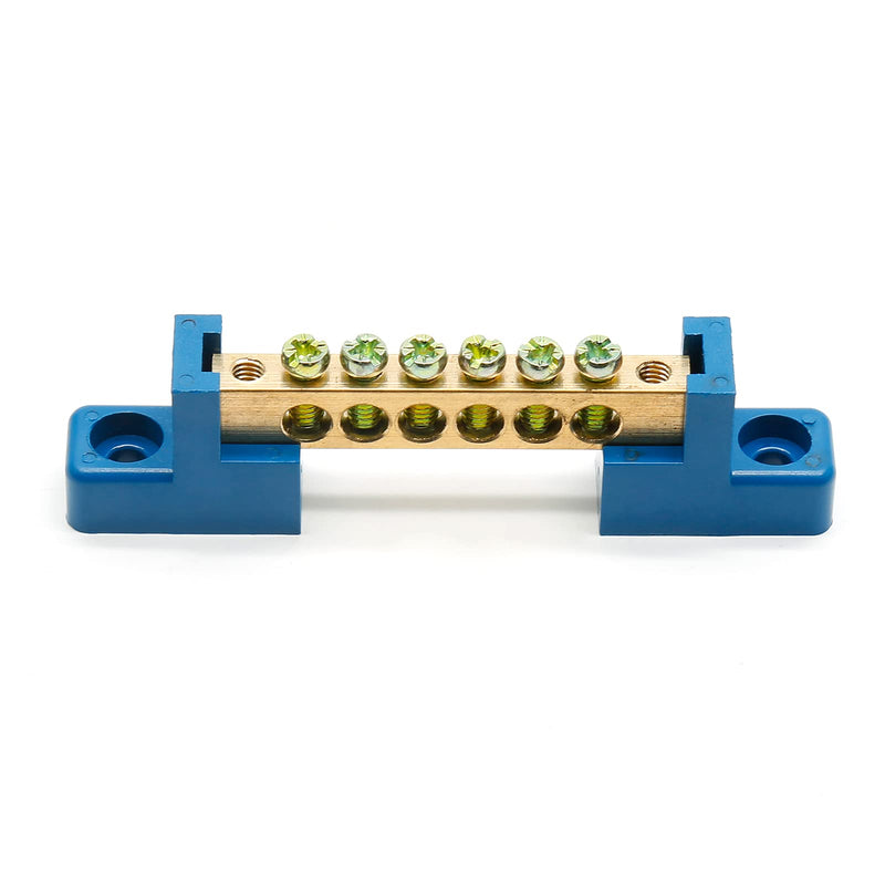 [Australia - AusPower] - 2Pcs Ground Bus Bar Terminal Block, 5 Terminal Positions Wire Screw Terminal Brass Electrical Grounding Bars Block 2 