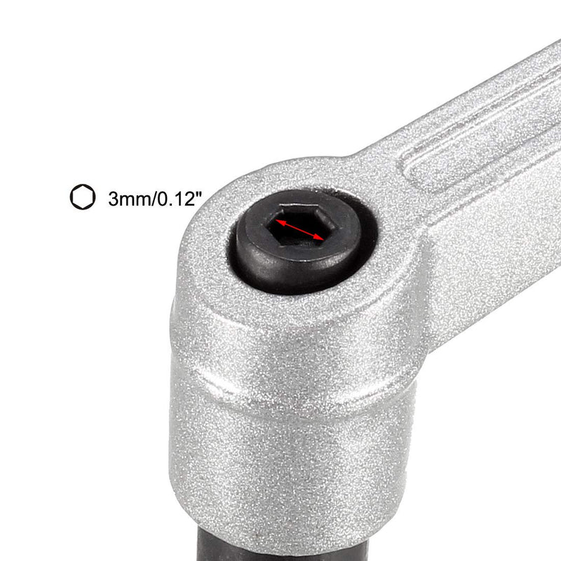 [Australia - AusPower] - uxcell M6 x 30mm Handle Adjustable Clamping Lever Thread Push Button Ratchet Male Threaded Stud Knobs Quick Release Screw Handles Bolts with Locking Lever Silver Tone 3pcs 
