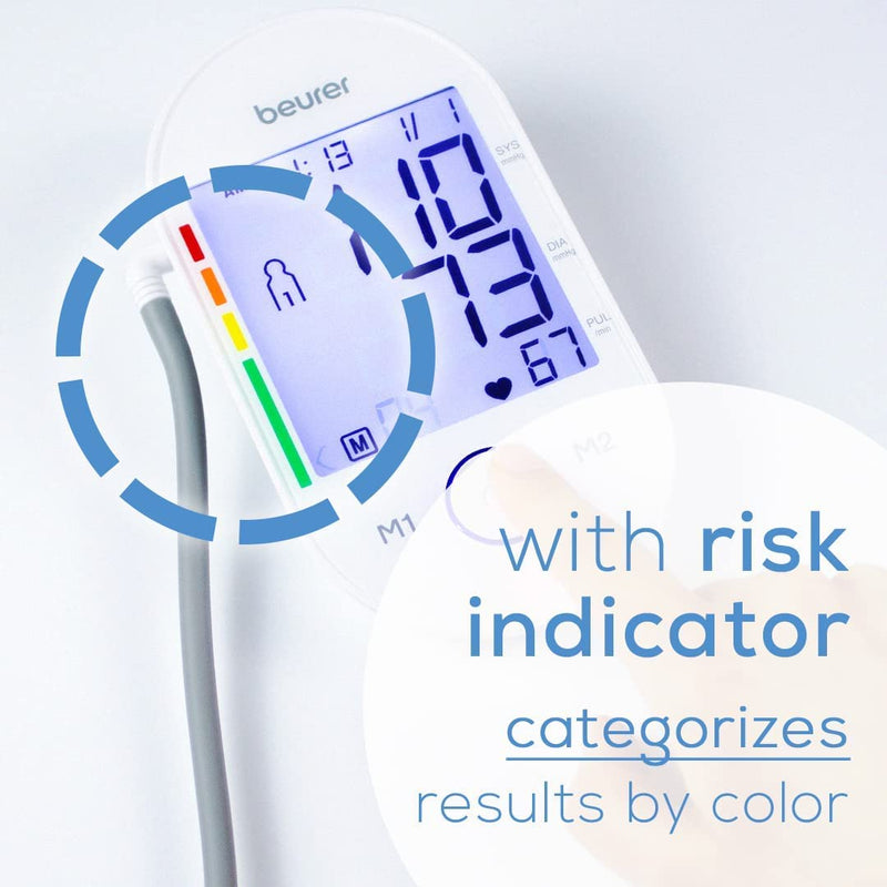 [Australia - AusPower] - Beurer BM55 Blood Pressure Machine  XL Backlit Display, Arrhythmia Alarm, Portable Storage Kit, 2 Users, Automatic Blood Pressure Cuff, Resting Indicator  Blood Pressure Monitor Batteries Included BM55 - Premium XL Backlit Display 