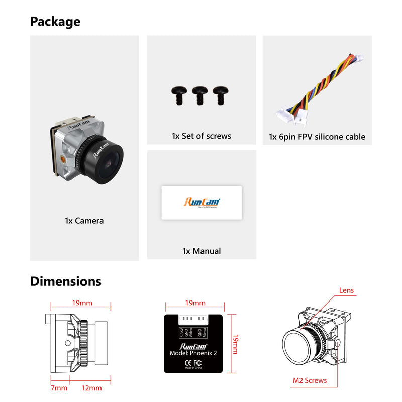 [Australia - AusPower] - RunCam Phoenix 2 Micro FPV Camera 1000TVL FOV 155° Super Global WDR Day&Night Freestyle Cam with 2.1mm Lens 4:3/16:9 Switchable for FPV Drone,etc. 