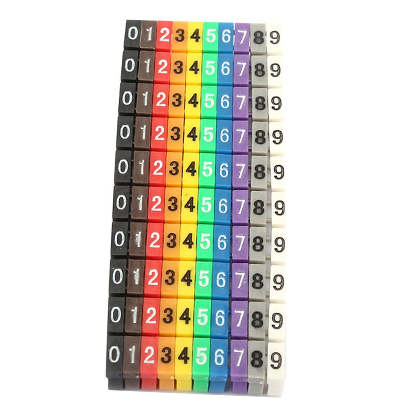 Wire Number Tube Cable Marker, 0.2 x 0.2in Colorful Clip on Wire Marker, Digital Number Wire Numbering Marker, Plastic Cable Numbering Marker Tube for Wires Management, 100Pcs 100PCS 12AWG 4mm²