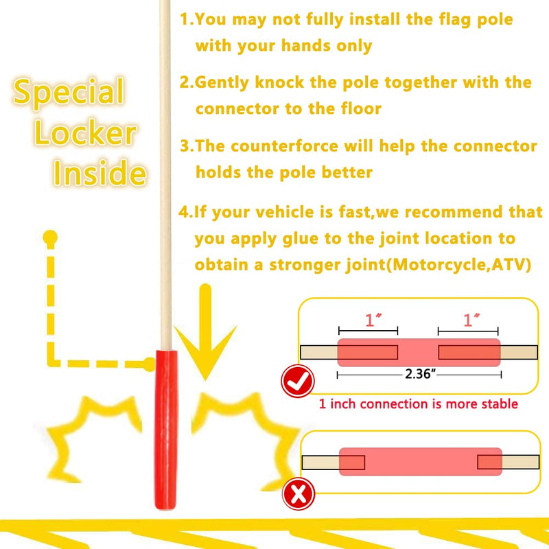 [Australia - AusPower] - 2Pcs Bike Safety and USA Flags - Six Foot Heavy Duty Fiberglass Pole, Polyester Full Color Tear-Resistant Waterproof Orange and American Flags for Bicycles 2 